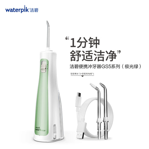 洁碧(Waterpik)冲牙器手持便携式水牙线洗牙器 多支喷头 正畸适用450EC/462EC升级款GS5官配2支专用碰头 轻松洁齿 两档调节