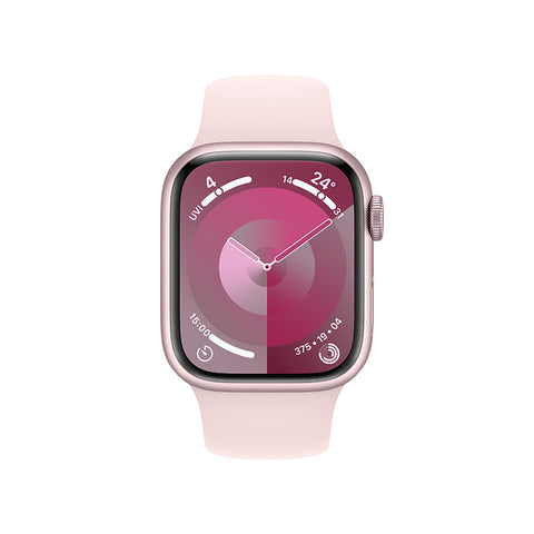 Apple Watch Series 9 (GPS) 41 毫米粉色铝金属表壳 亮粉色运动型表带 - M/L全新 S9 SiP 芯片