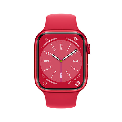 Apple Watch Series 8 智能手表 GPS版 45mm 红色铝金属表壳 运动型表带多彩表盘 大尺寸视网膜显示屏 健康监测 运动健身好帮手