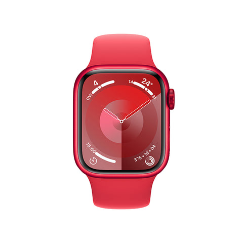 Apple Watch Series 9 (GPS) 41 毫米红色铝金属表壳 红色运动型表带 - M/L全新 S9 SiP 芯片