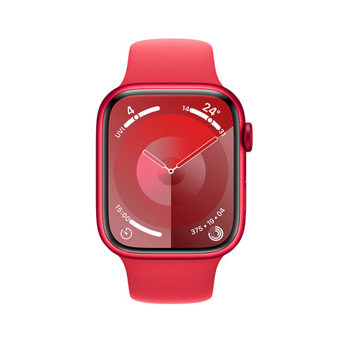 Apple Watch Series 9 (GPS + 蜂窝网络) 45 毫米红色铝金属表壳 红色运动型表带 - M/L全新 S9 SiP 芯片