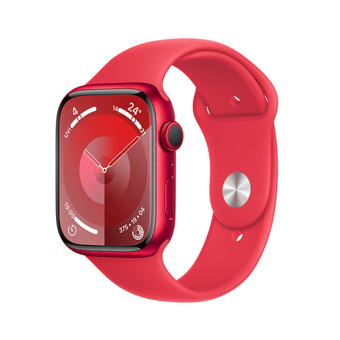 Apple Watch Series 9 (GPS) 45 毫米红色铝金属表壳 红色运动型表带 - M/L全新 S9 SiP 芯片