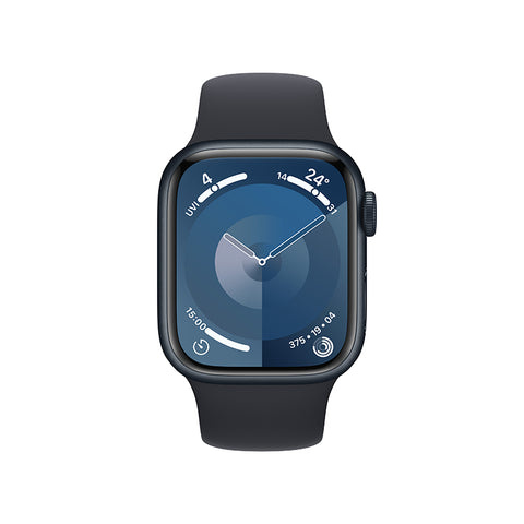Apple Watch Series 9 (GPS) 41 毫米午夜色铝金属表壳 午夜色运动型表带 - M/L全新 S9 SiP 芯片